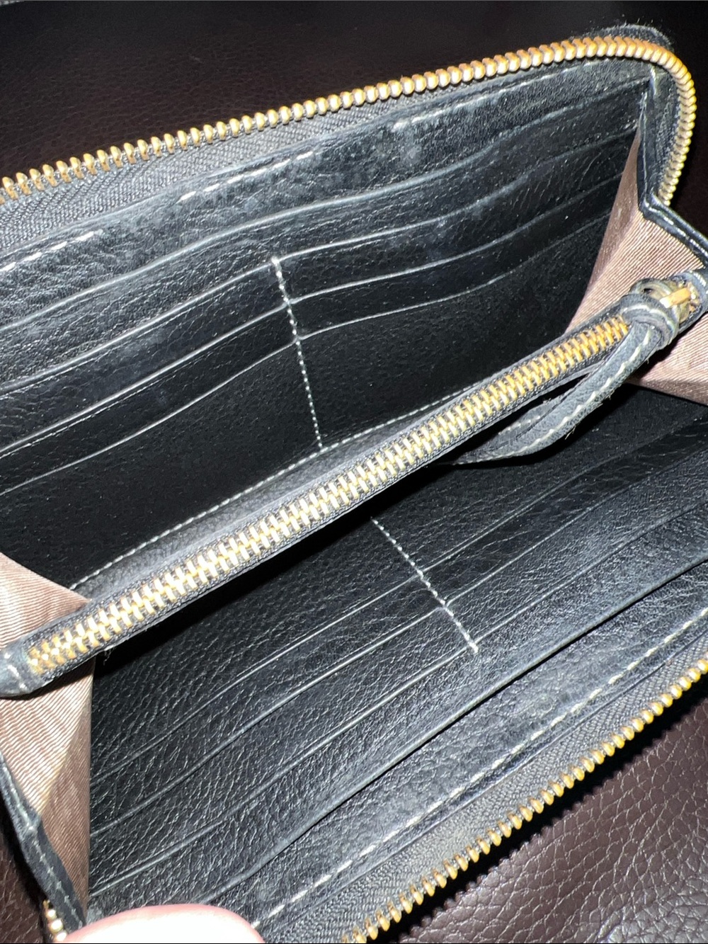 Chloe Marcie Black Leather Zip Wallet with Gold Hardware - Picture 7 of 12
